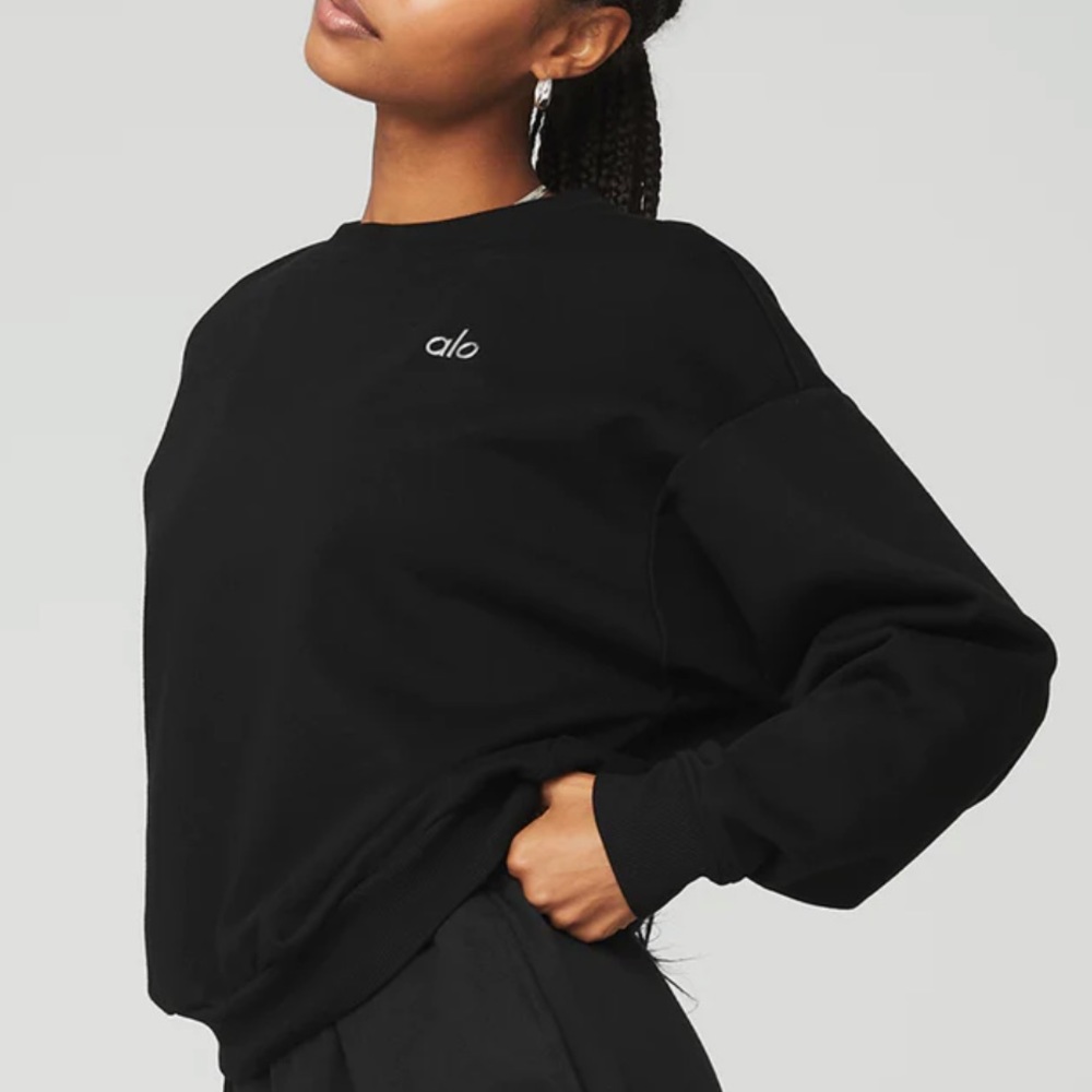 Alo Yoga Accolade Crew Neck Pullover, Black Size L